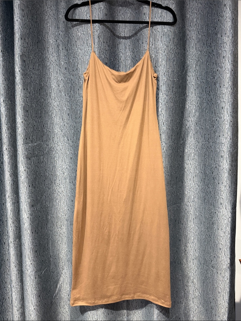 Satin Slip Midi maternity Dress in Camel